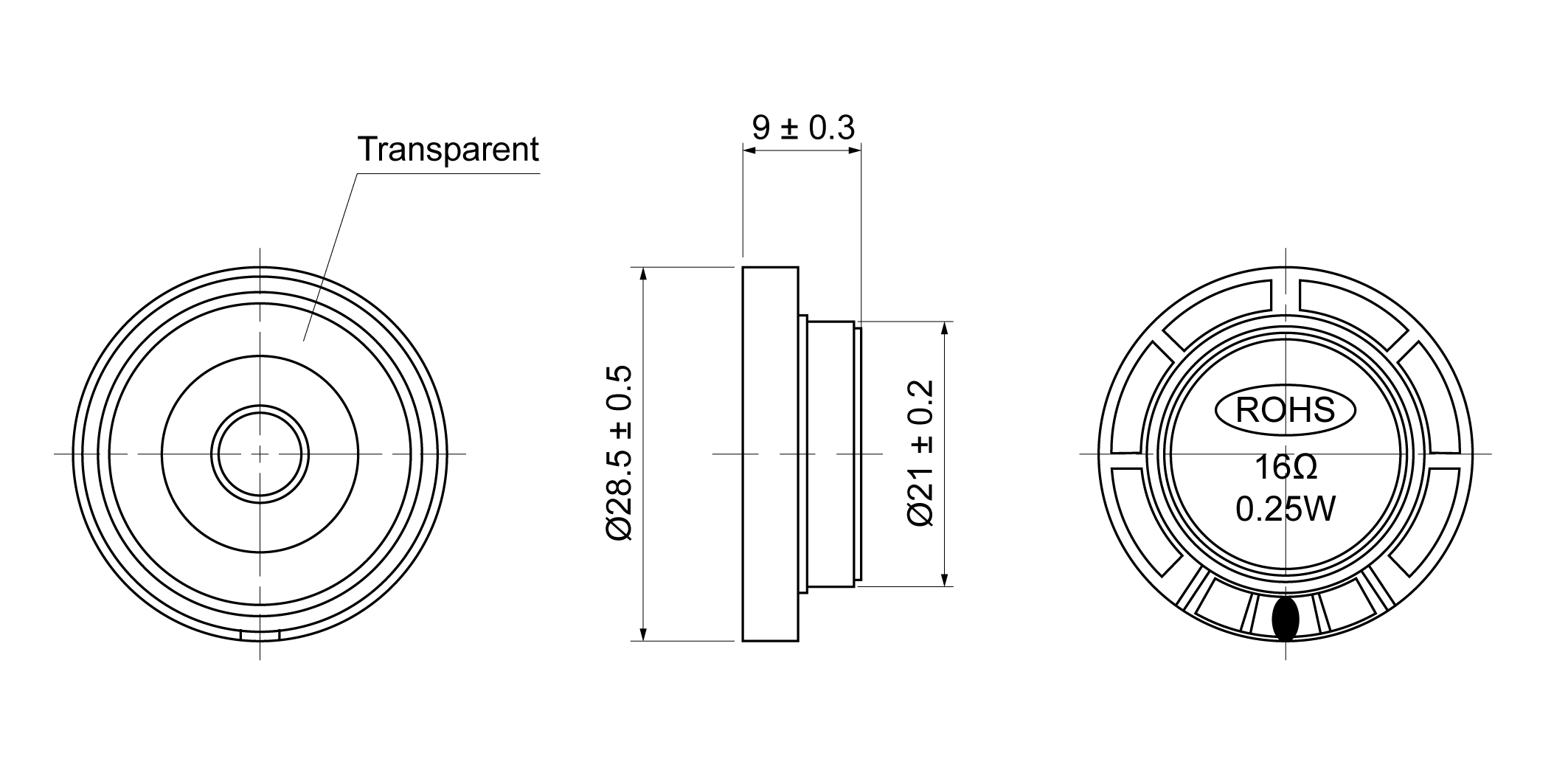 OSAE29L-9T0.25W16 Mechanical Drawing